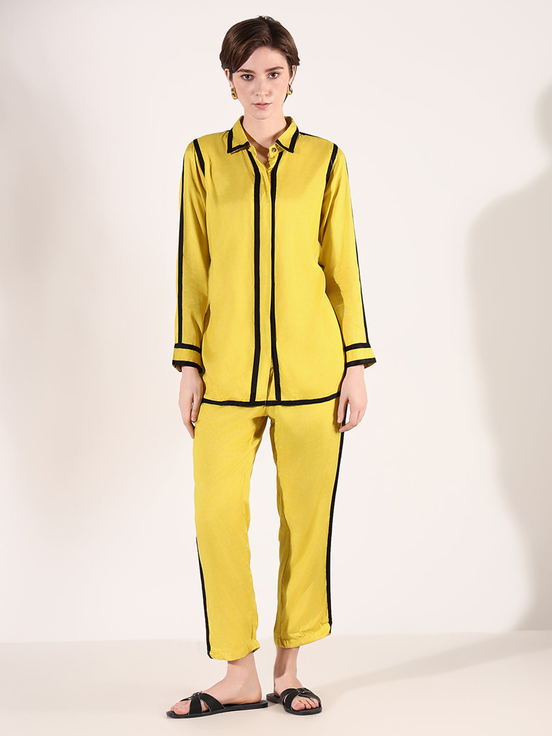 Women's Solid Yellow Co-Ords Set