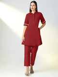 Women's Maroon Straight Kurta with Pants