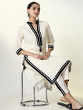 Women's Solid Off White Straight Kurta Set