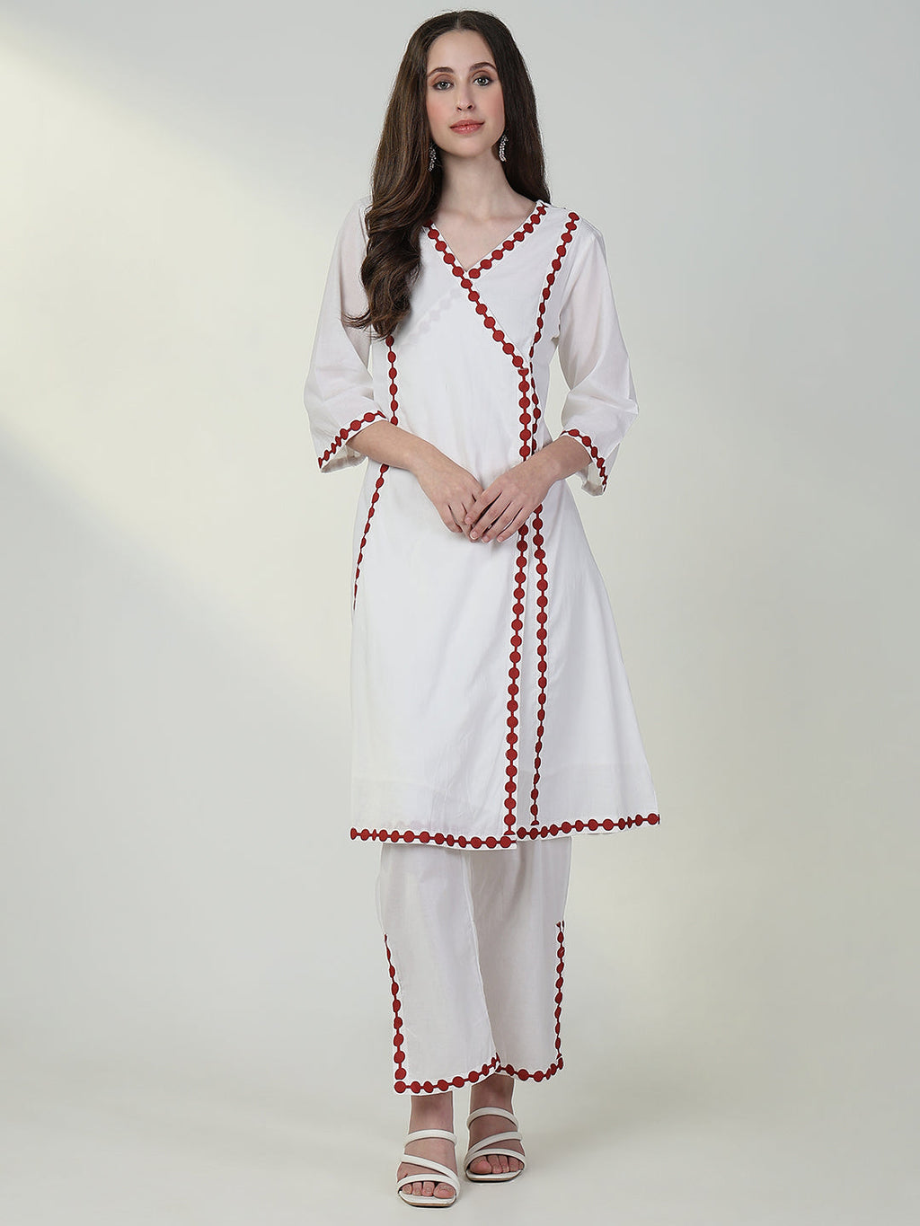 Women's Solid White A Line Kurta Set