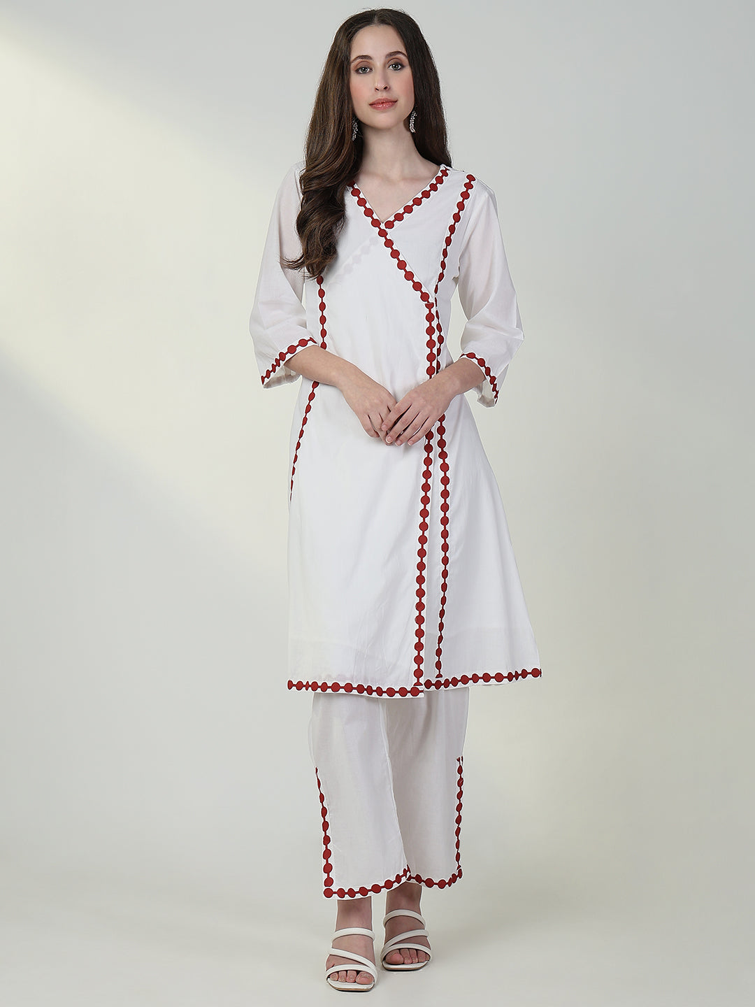 Women's Solid White A Line Kurta Set