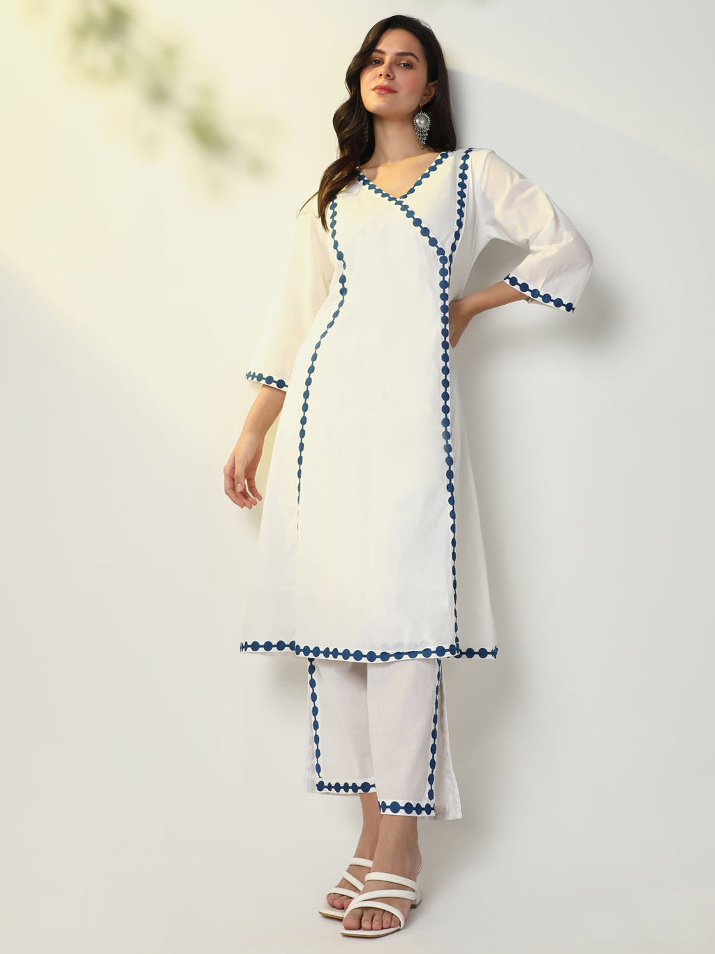 Women's White Solid A-Line Kurta Set
