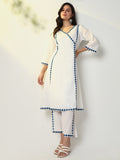 Women's White Solid A-Line Kurta Set