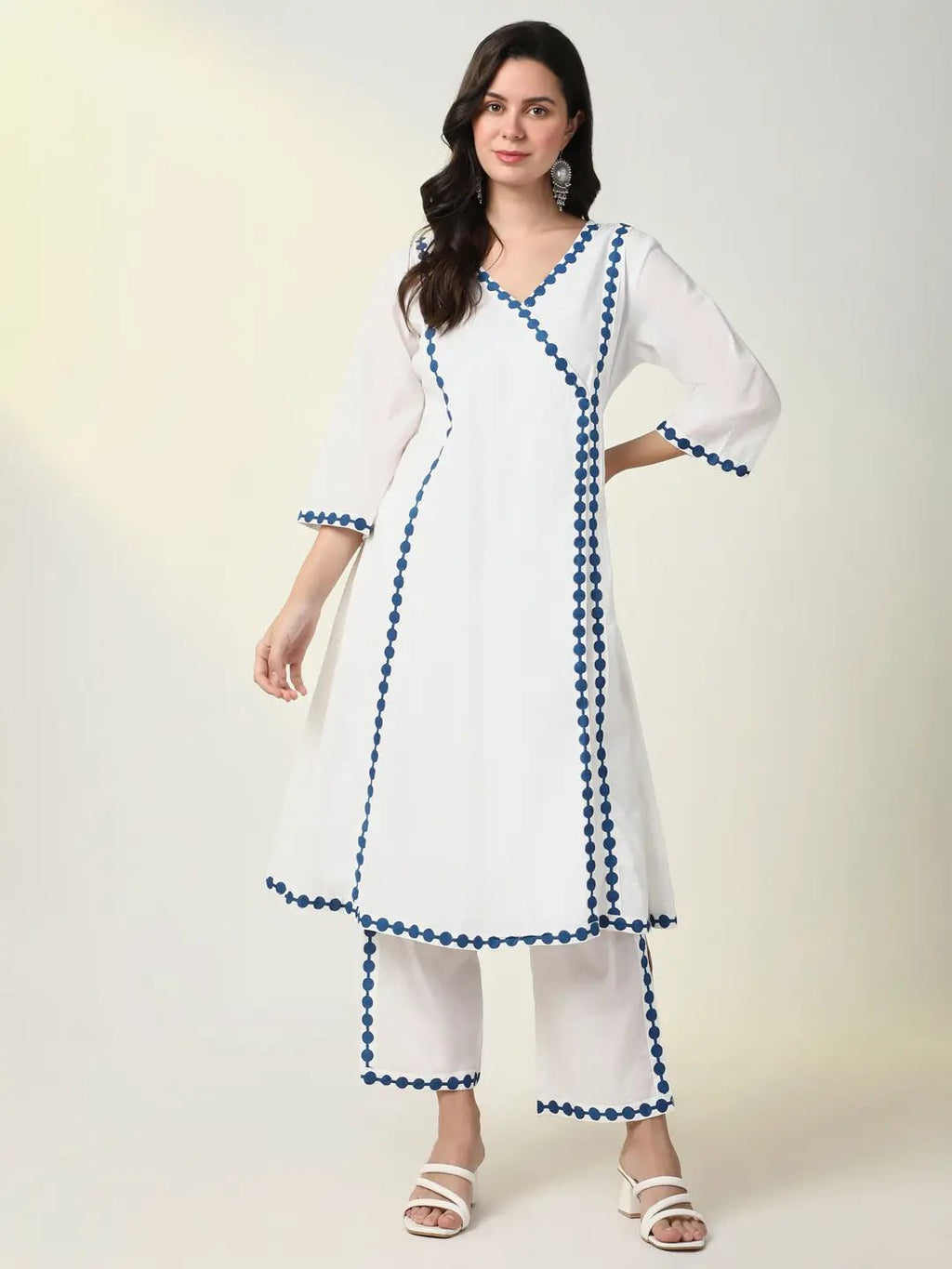 Women's White Solid A-Line Kurta Set