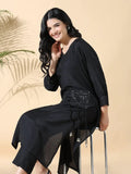Women's Solid Straight Sequinned Black Kurta Set