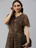 Women's Black Printed Basic Jumpsuit