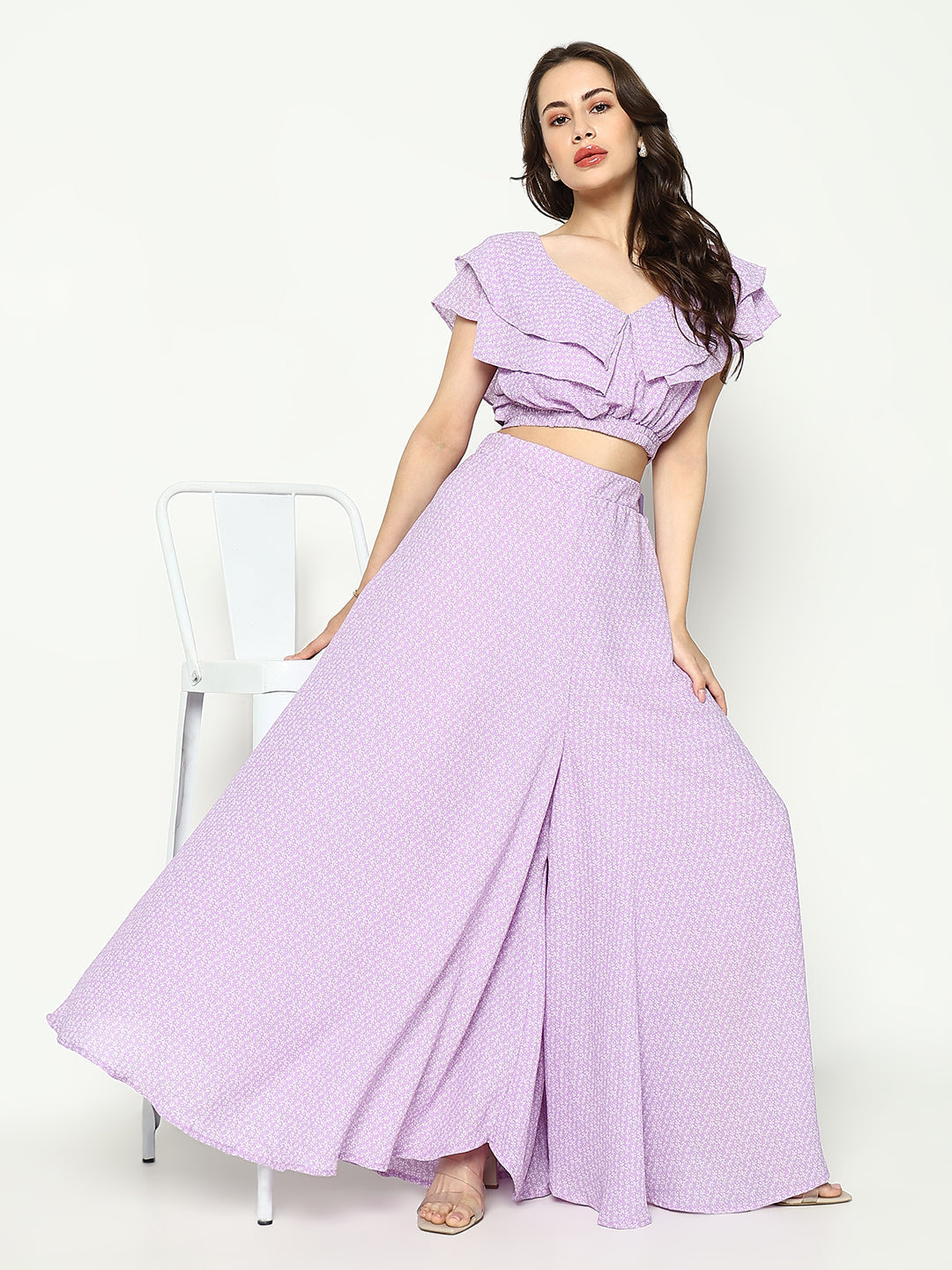 Women's Lavender Printed Co-Ords