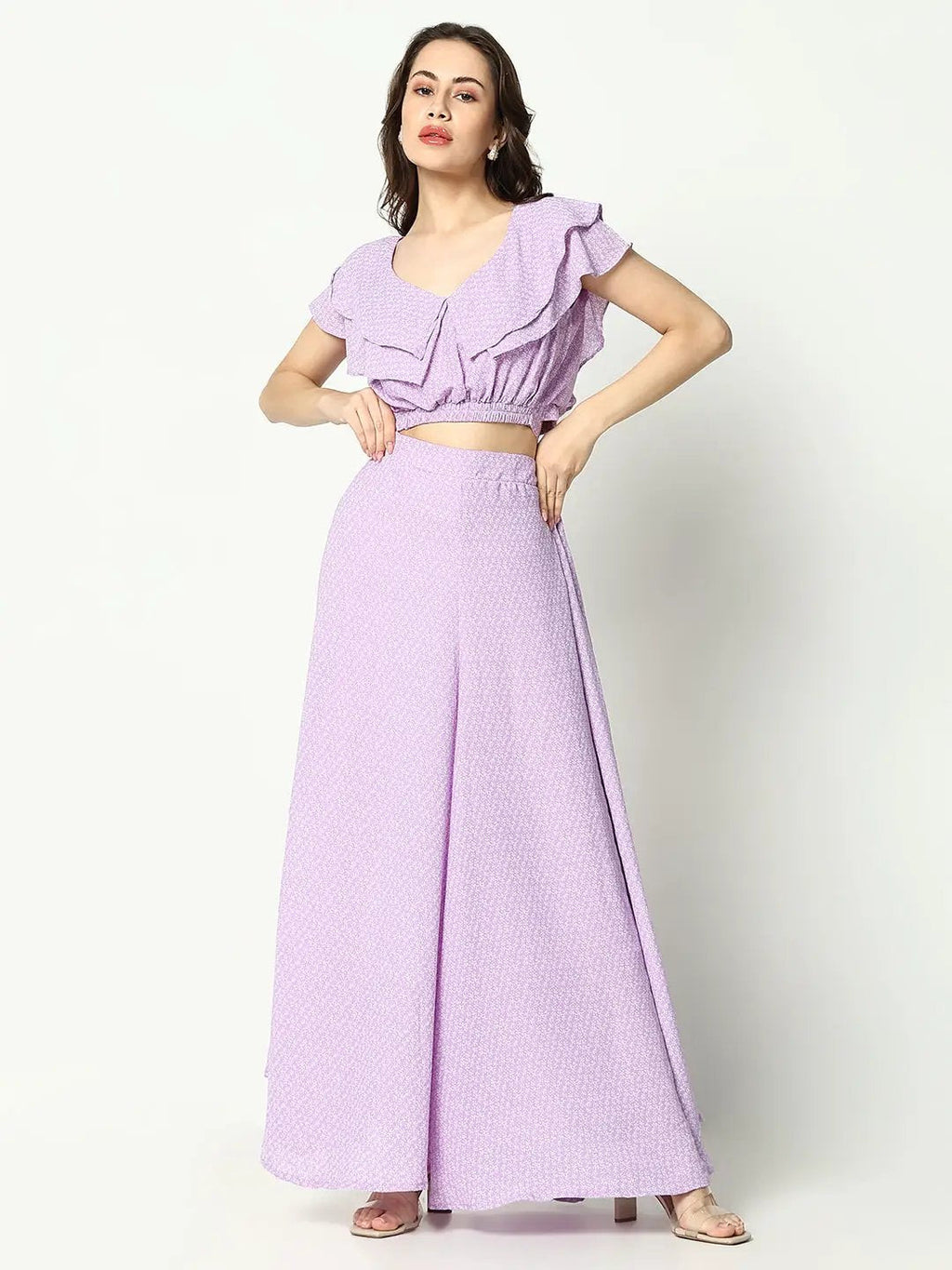 Women's Lavender Printed Co-Ords