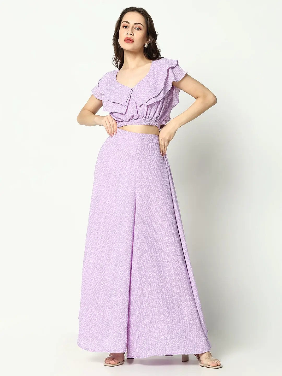 Women's Lavender Printed Co-Ords