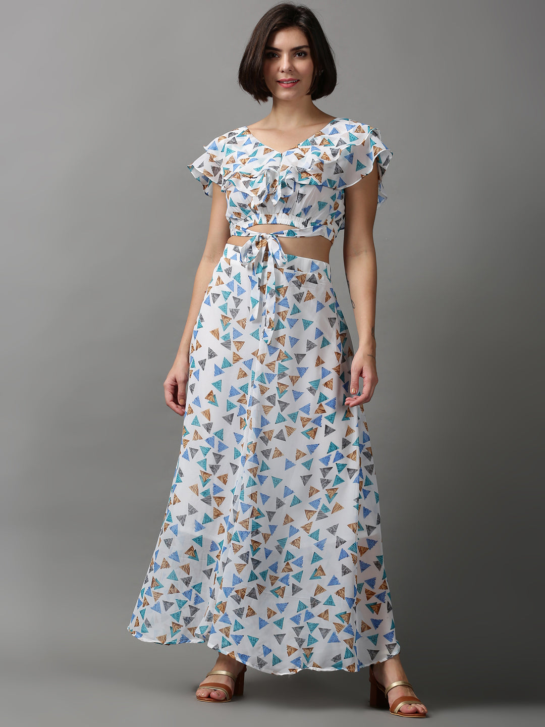 Women's White Printed Co-Ords