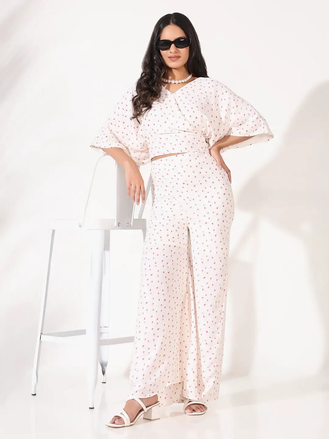 Women's Printed Cream Classic Co-Ords Set