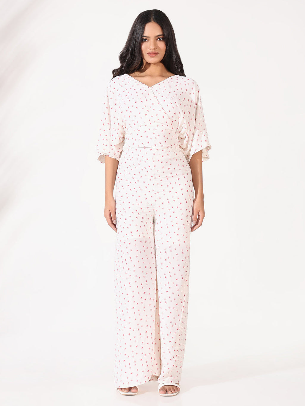 Women's Printed Cream Classic Co-Ords Set