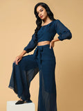 Women's Solid Teal Co-Ords Set