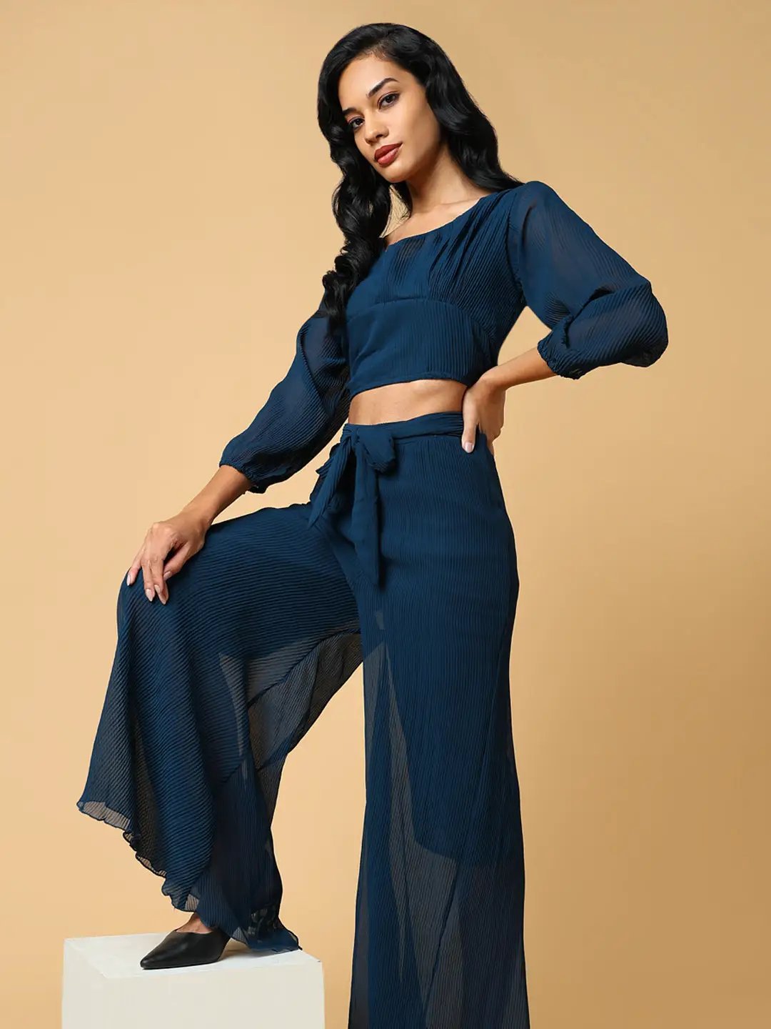 Women's Solid Teal Co-Ords Set