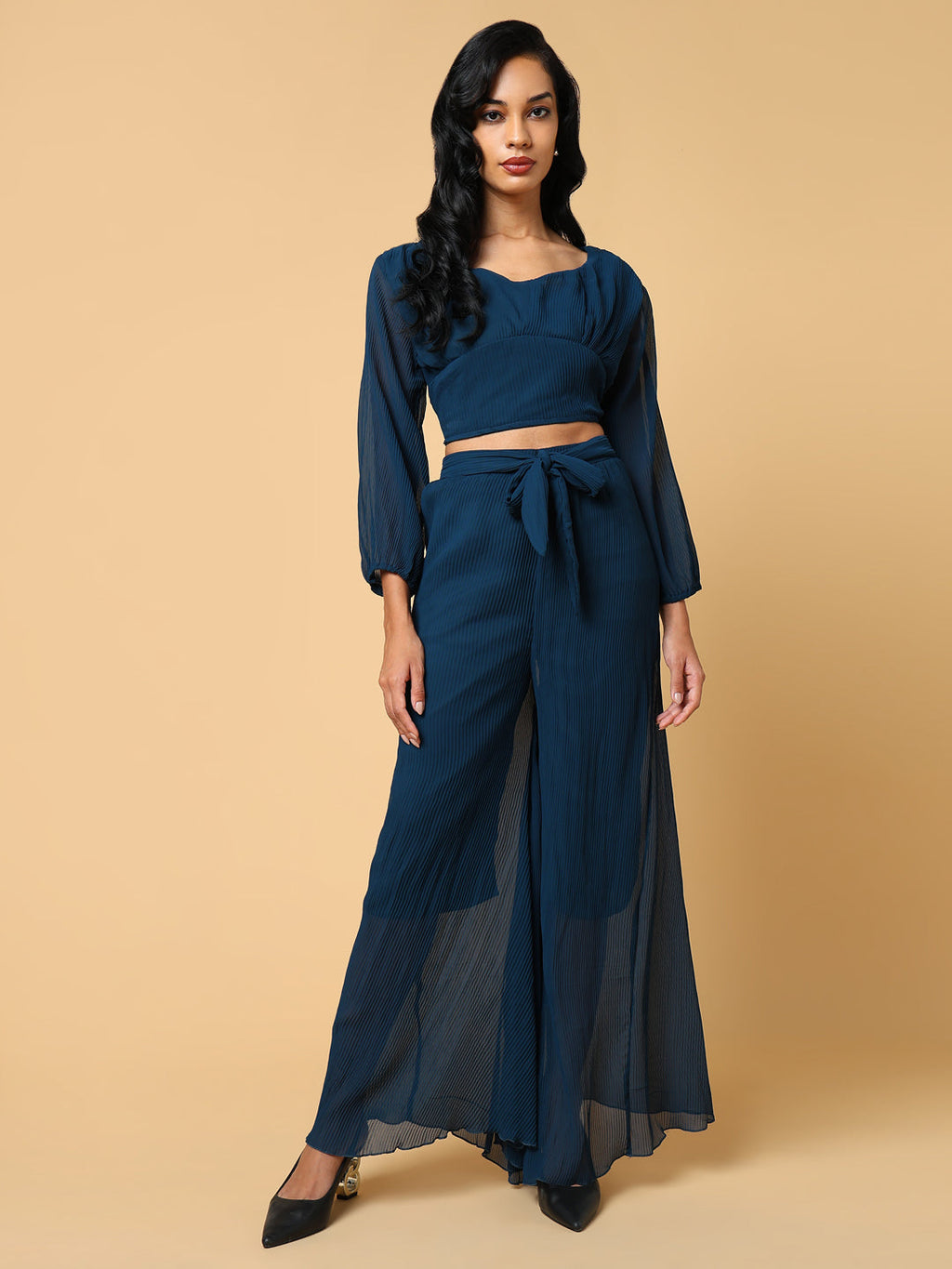 Women's Solid Teal Co-Ords Set
