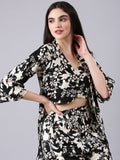 Women's Black Printed Co-Ords with Jacket