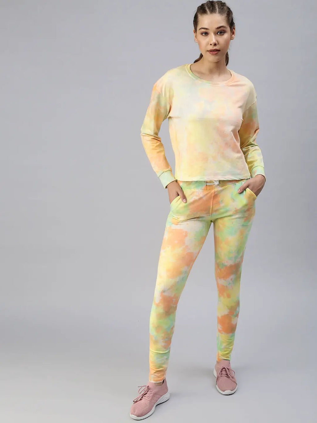 Women's Tie and Dye Orange Tracksuit