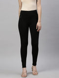 Women's Black Slim Fit Jeggings with Zip