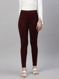 Women's Maroon Slim Fit Jeggings