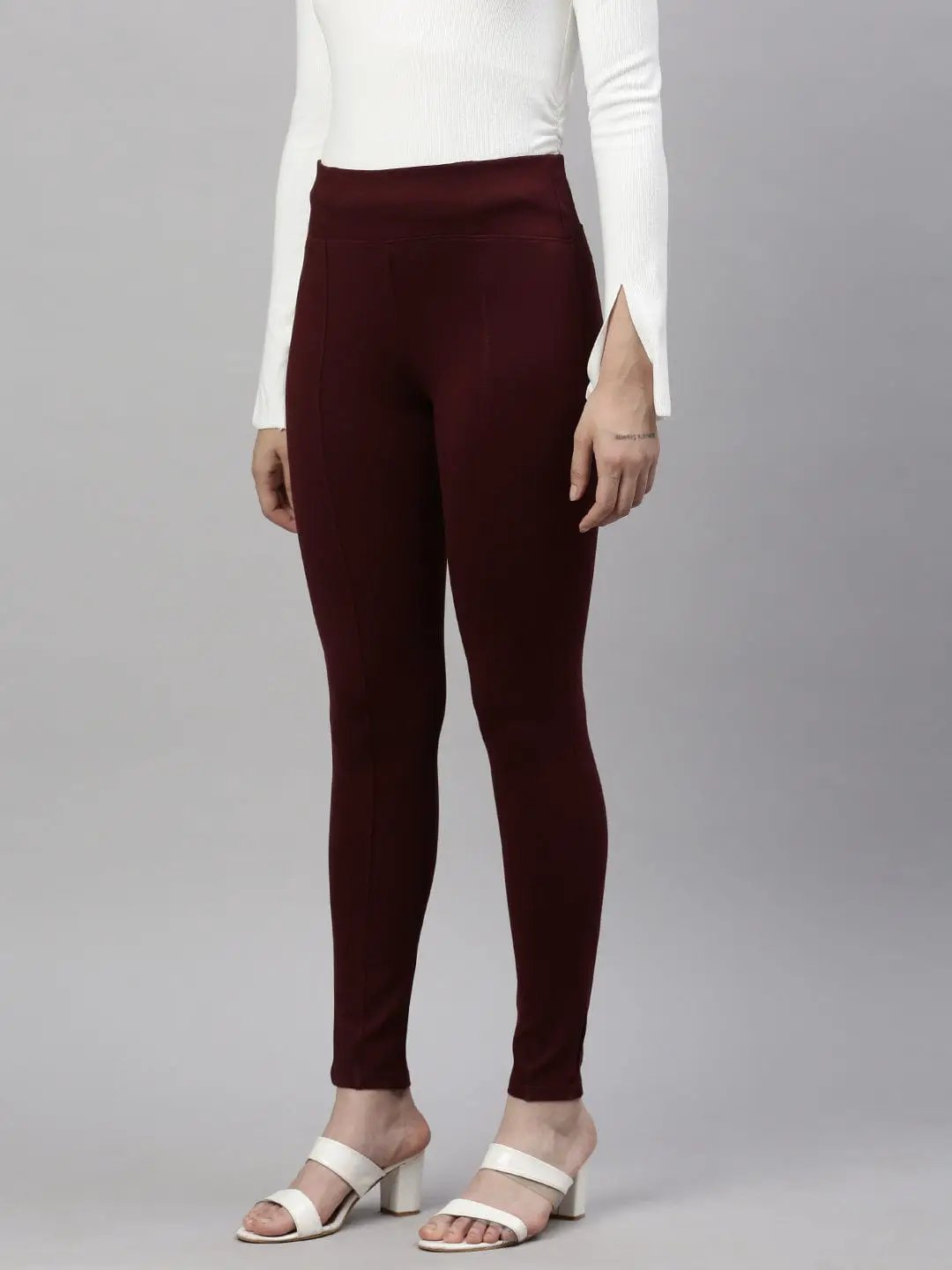 Women's Maroon Slim Fit Jeggings