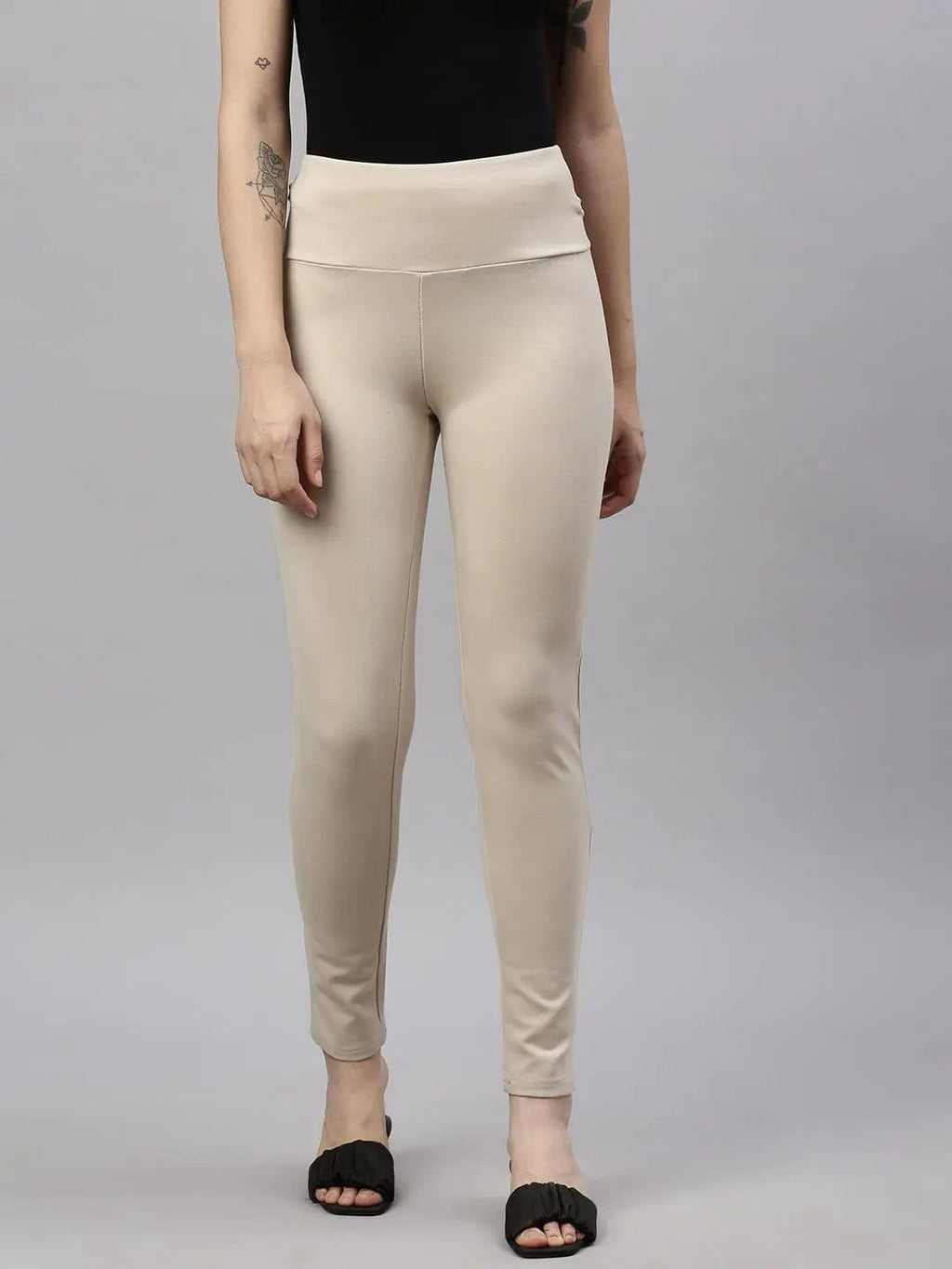 Women's Beige Slim Fit Jeggings