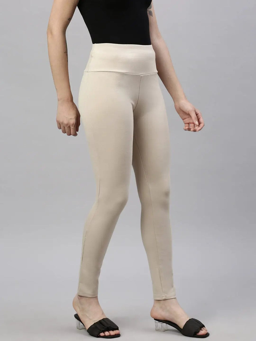Women's Beige Slim Fit Jeggings