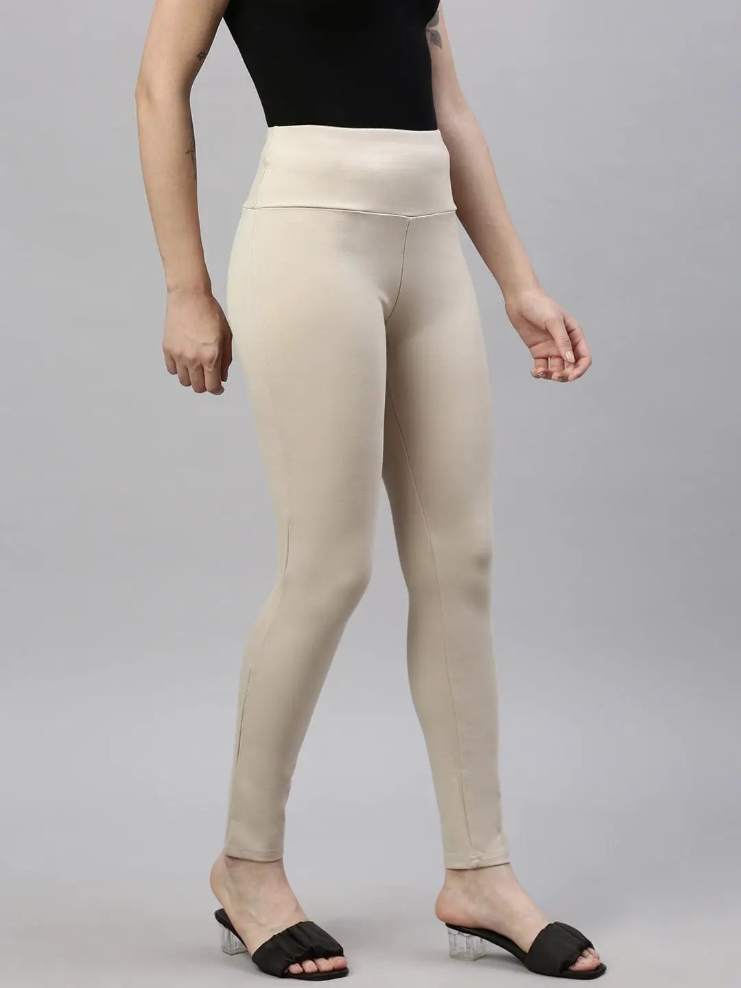 Women's Beige Slim Fit Jeggings