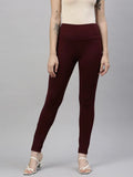 Women's Maroon Slim Fit Jeggings