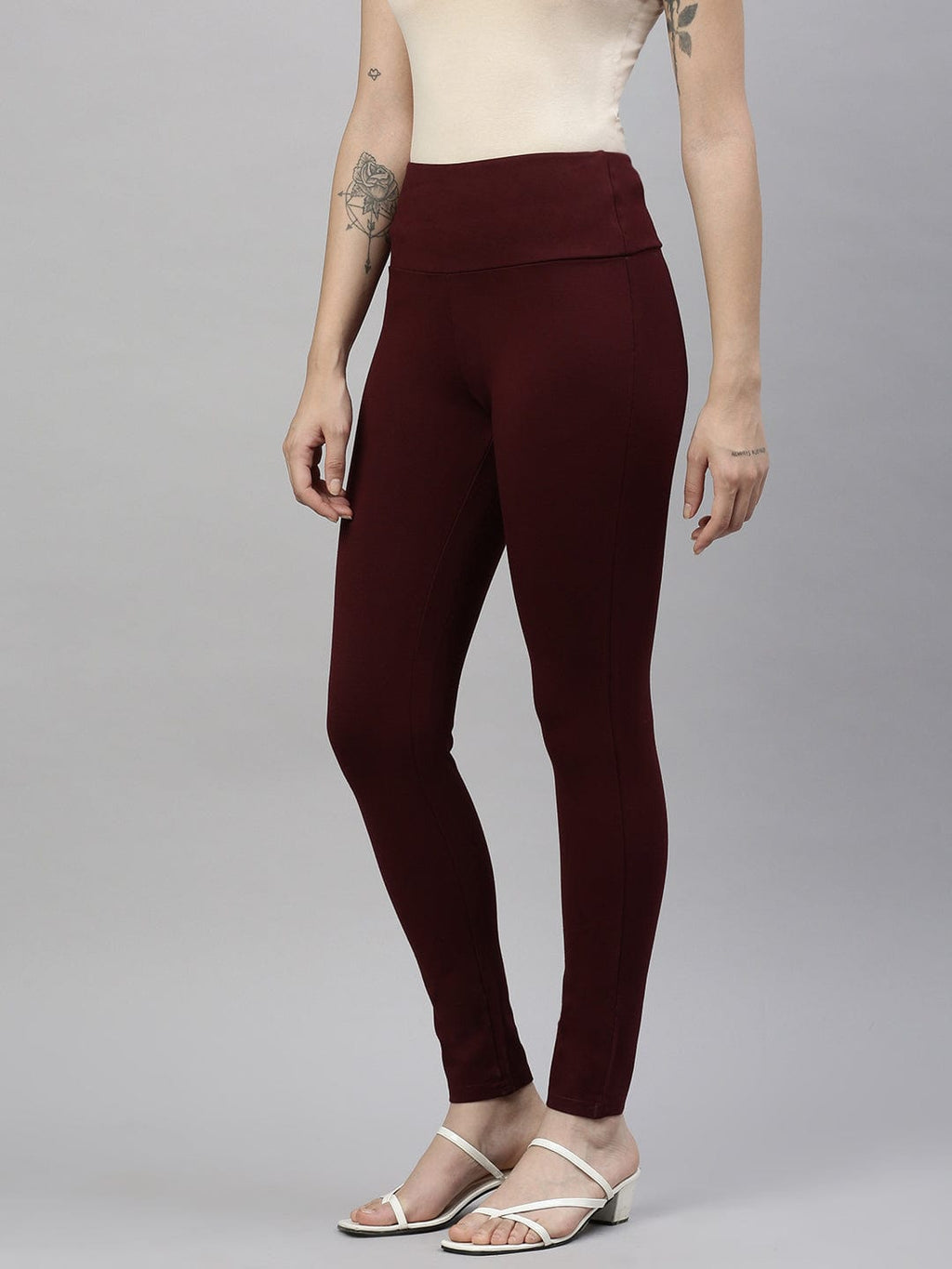 Women's Maroon Slim Fit Jeggings