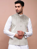 Men's Grey Slim Fit Velvet Nehru Jacket