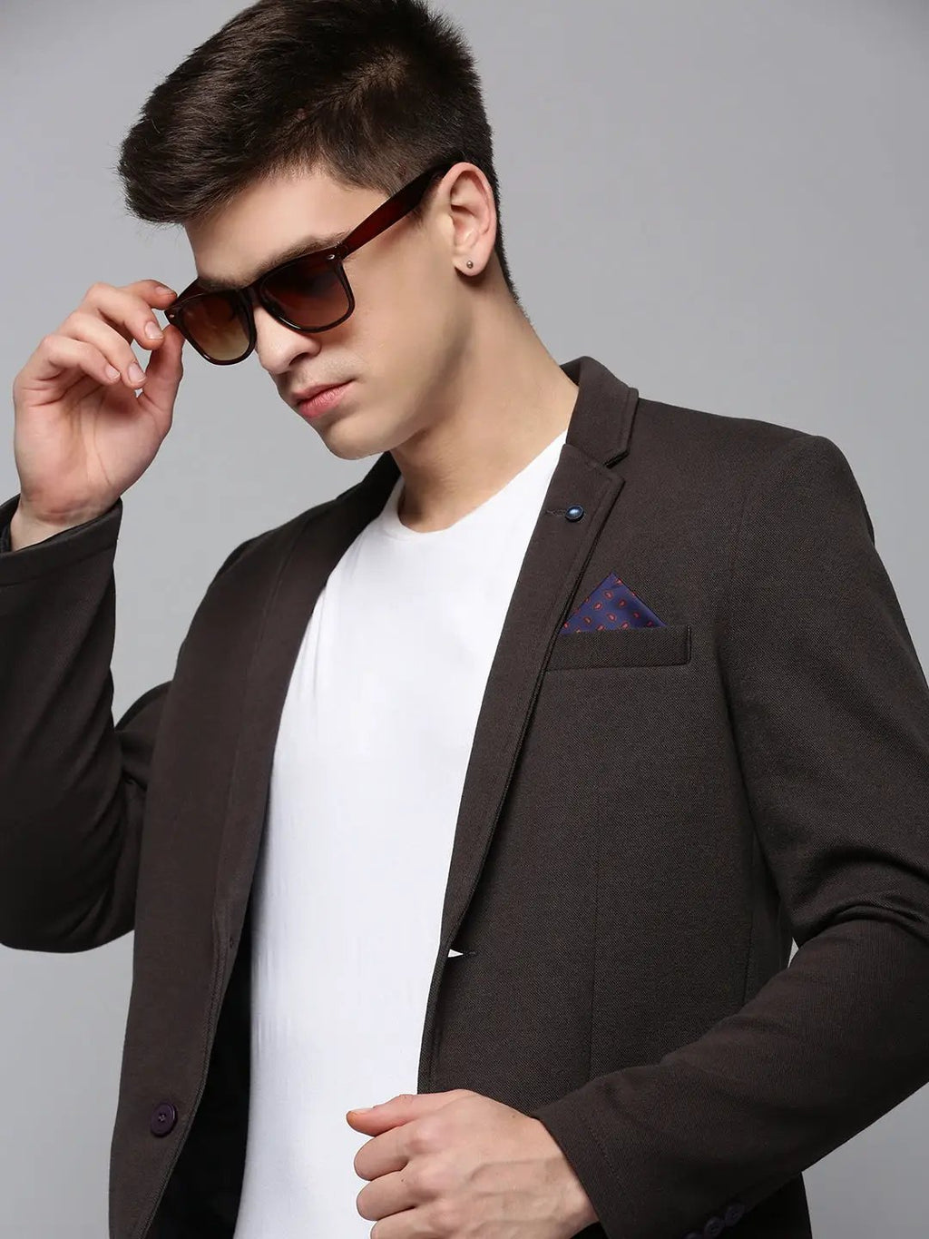 Men's Brown Single-Breasted Blazers
