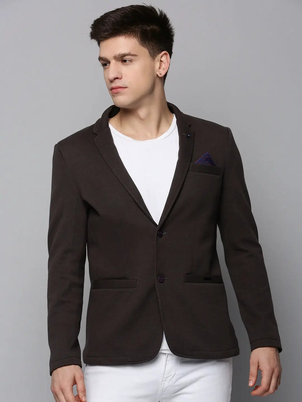 Men's Brown Single-Breasted Blazers