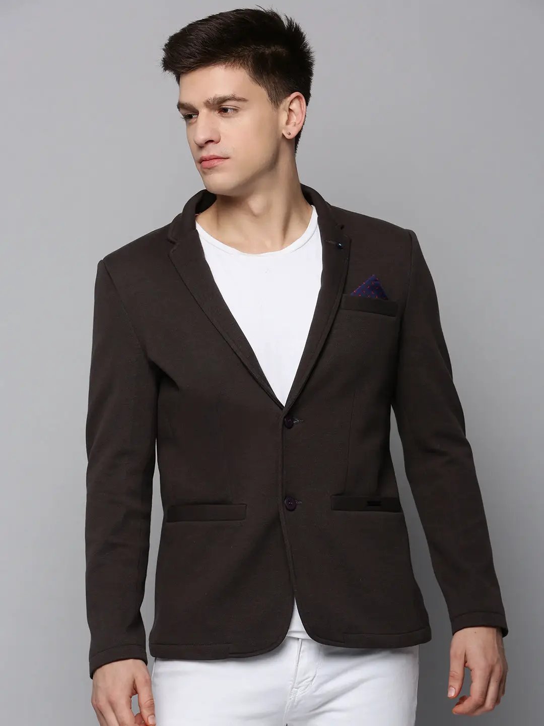 Men's Brown Single-Breasted Blazers