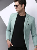Men's Sea Green Solid Single Breasted Blazer