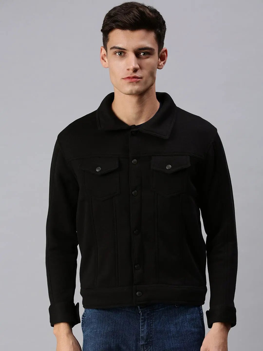 Men's Black Solid Sweatshirt
