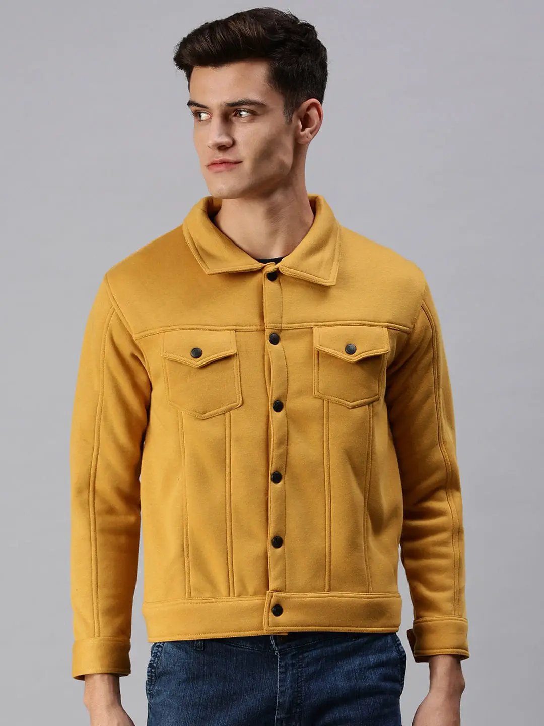 Men's Yellow Front Open Sweatshirt