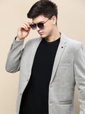 Men's Beige Slim-Fit Notched Lapel Collar Single-Breasted Casual Blazer