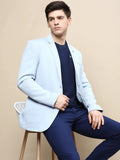 Men's Blue Notched Lapel Single Breasted Blazer