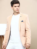 Men's Peach Notched Lapel Slim-Fit Single Breasted Blazer