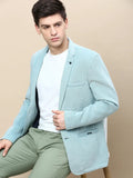 Men's Sea Green Slim-Fit Notched Lapel Collar Single-Breasted Casual Blazer
