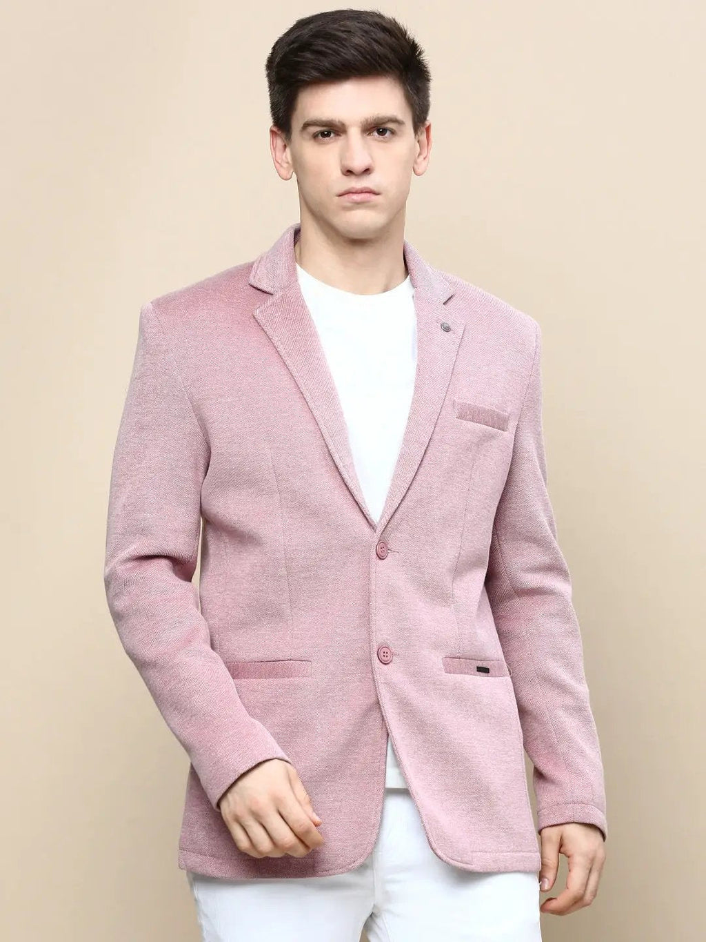 Men's Mauve Slim-Fit Single Breasted Blazer