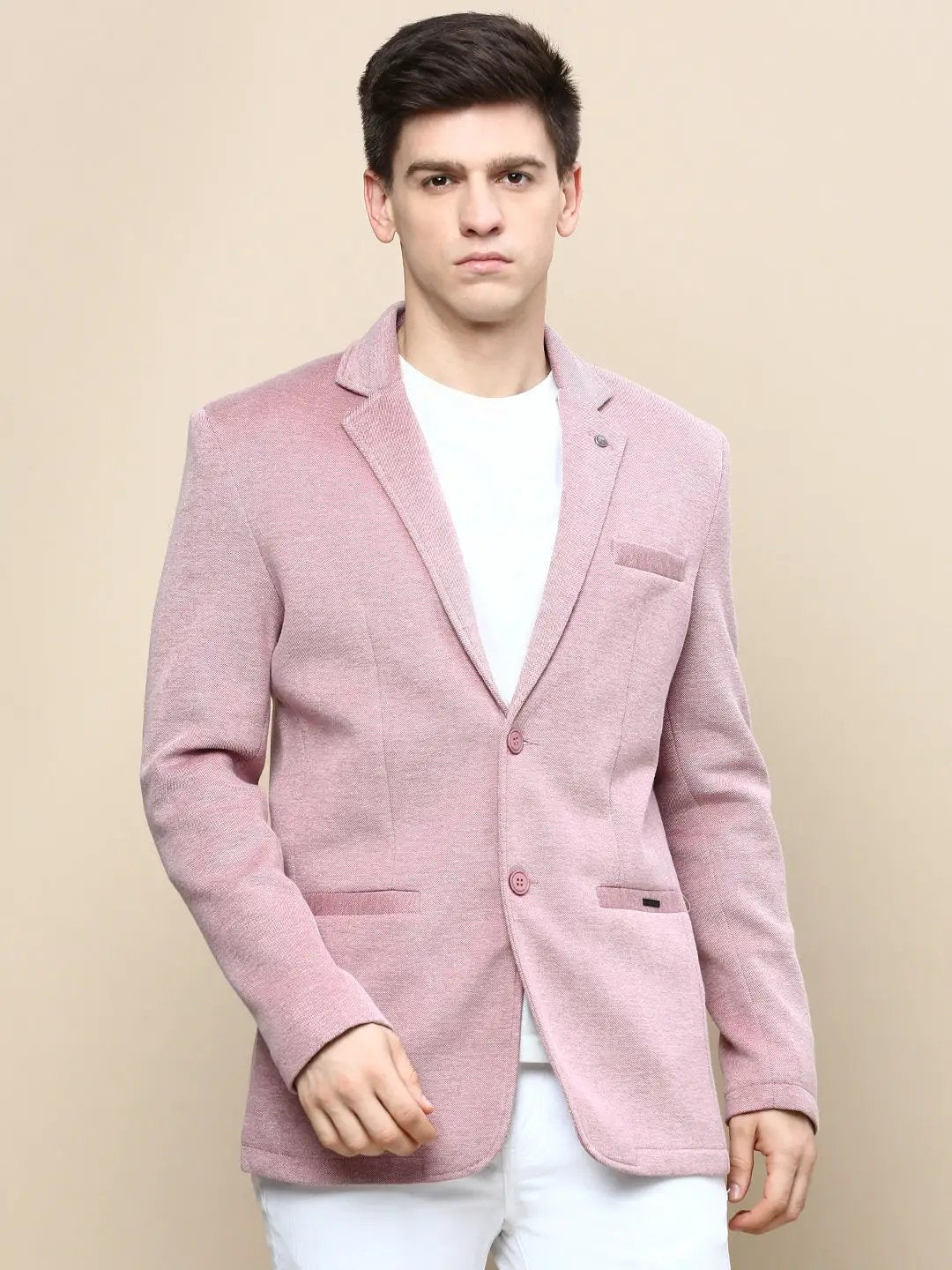Men's Mauve Slim-Fit Single Breasted Blazer