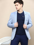 Men's Blue Slim-Fit Notched Lapel Collar Single Breasted Casual Blazer