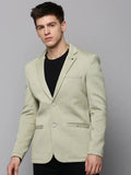 Men's Green Solid Single Breasted Blazer