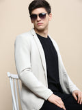Men's Beige Notched Lapel Single Breasted Blazer