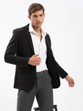 Men's Black Slim Fit Notched Lapel Single-Breasted Casual Blazer