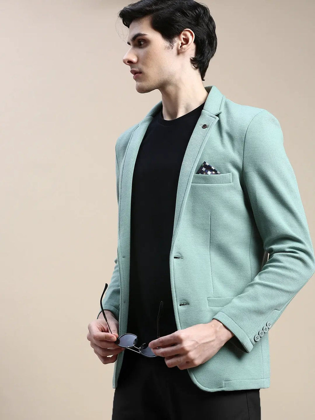 Men's Green Single-Breasted Casual Blazer
