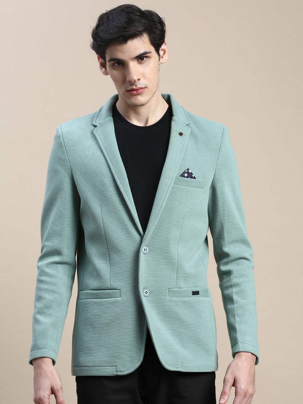 Men's Green Single-Breasted Casual Blazer