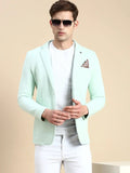 Men's Sea Green Slim-Fit Single Breasted Blazer