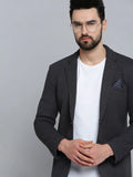 Men's Grey Melange Self-Design Single-Breasted Blazer